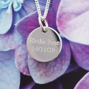 Baby name and date necklace